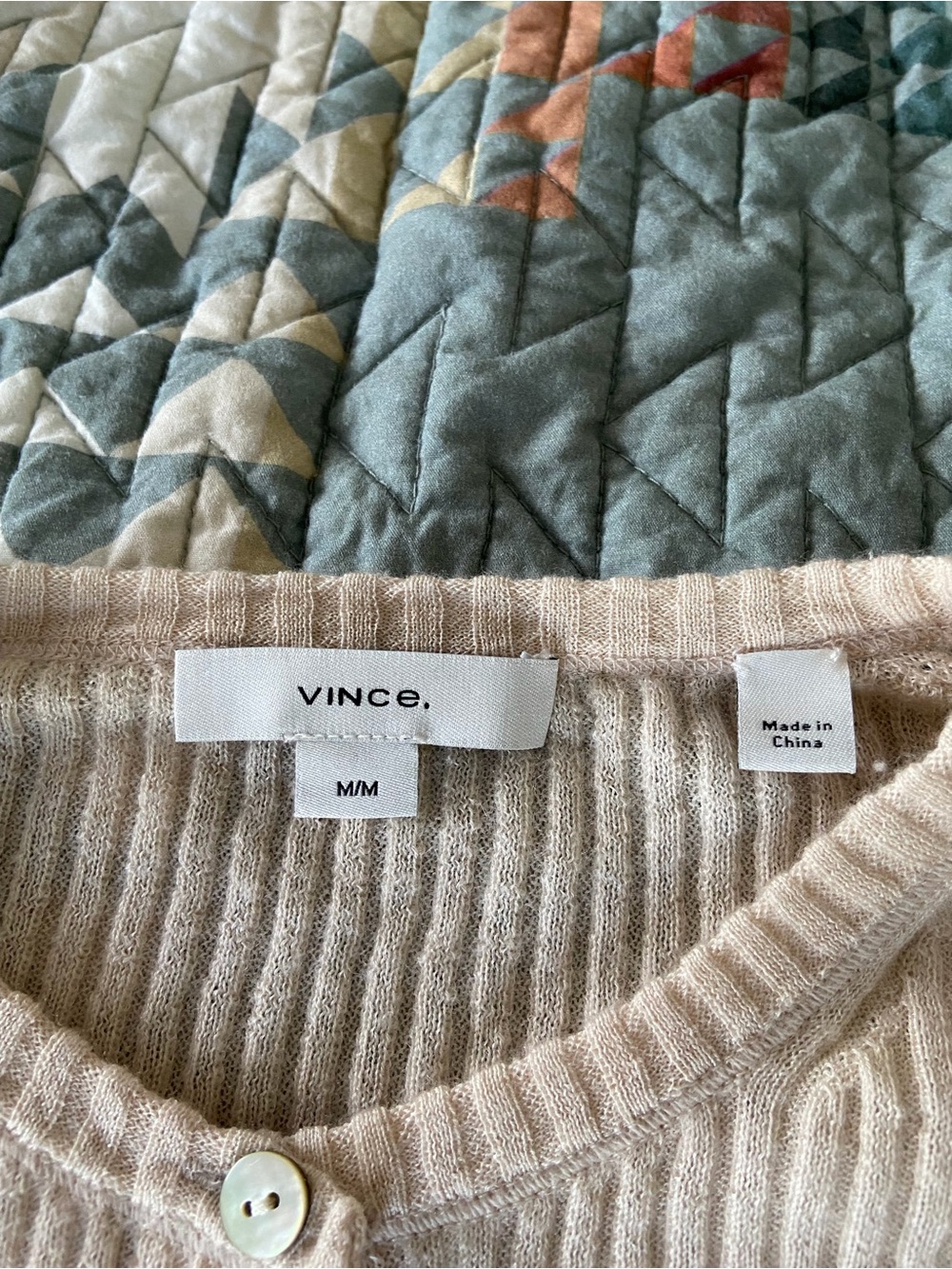 Vince Beige Ribbed Button-Front Cardigan - Picture 2 of 7